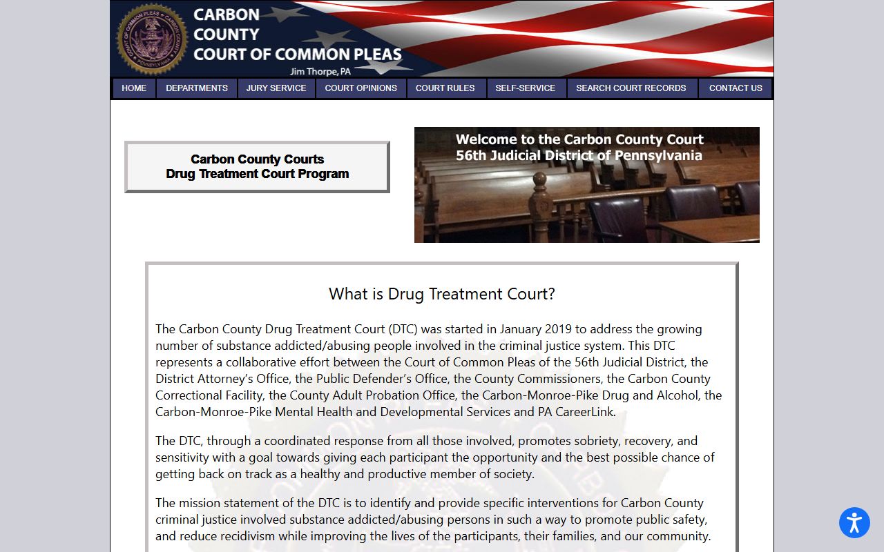 Carbon County Prothonotary records and drug court context