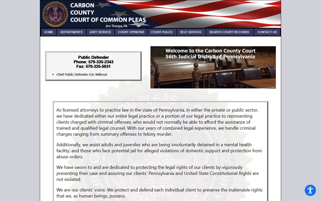 Carbon County arrest records public defender information