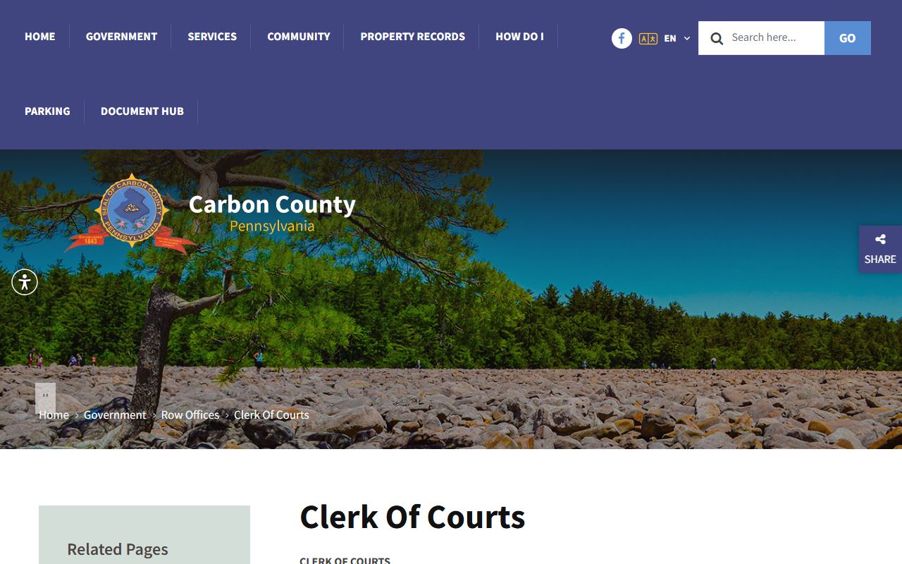 Carbon County court records Clerk of Courts office page