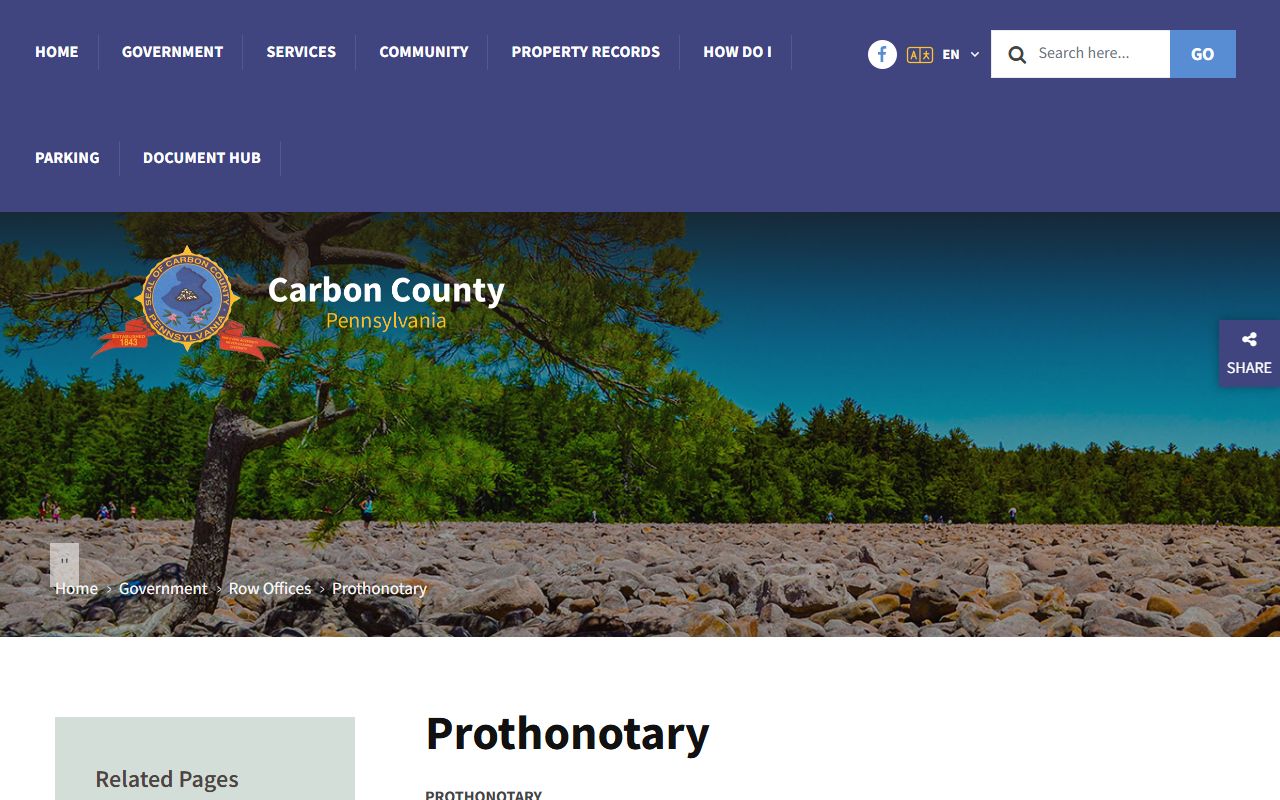 Carbon County court records Prothonotary office page
