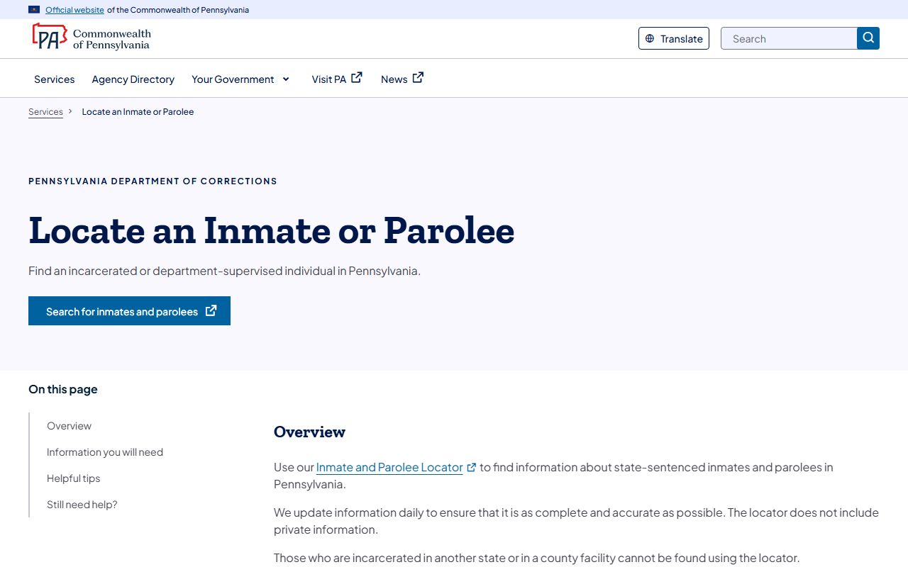 Carbon County Court of Common Pleas state inmate locator distinction