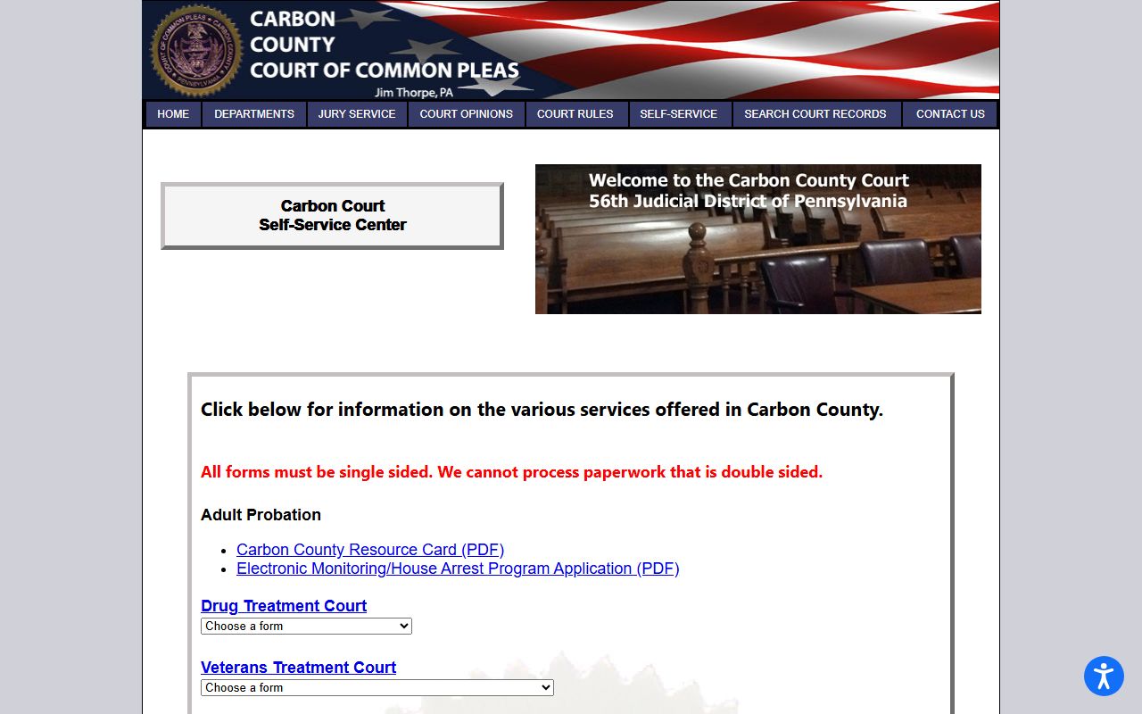 Carbon County divorce records self service forms