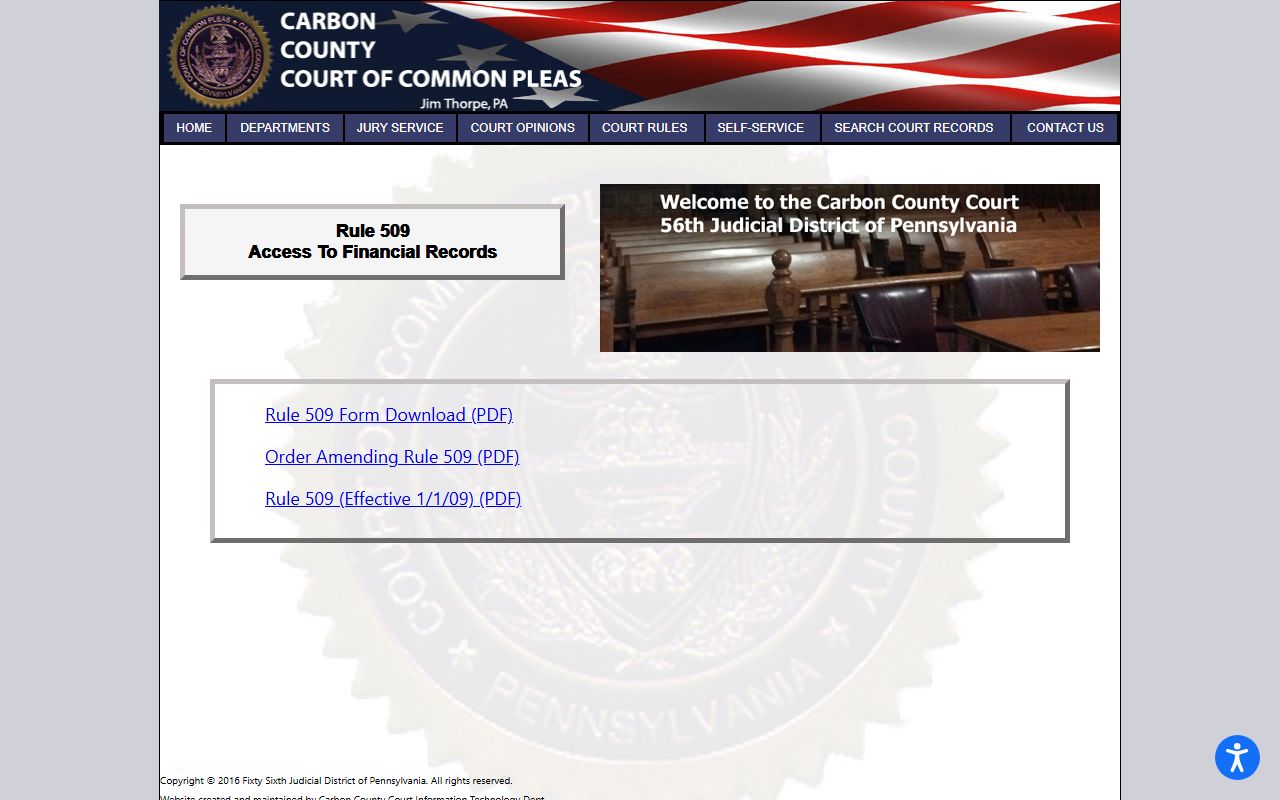 Carbon County probate records Rule 509 access page