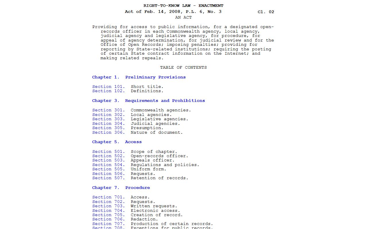 Carbon County probate records Pennsylvania Right-to-Know Law